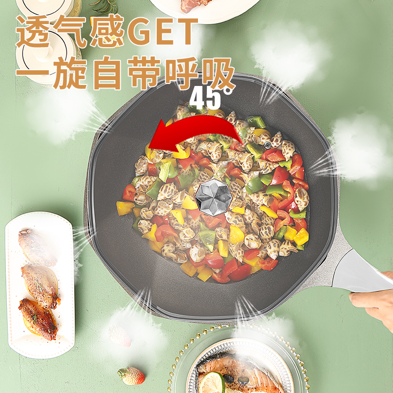 英麦斯厨具(INMINDS)有钛合金 轻巧 炒锅锅具 悦享八角钛金锅YAZT230632!高清大图