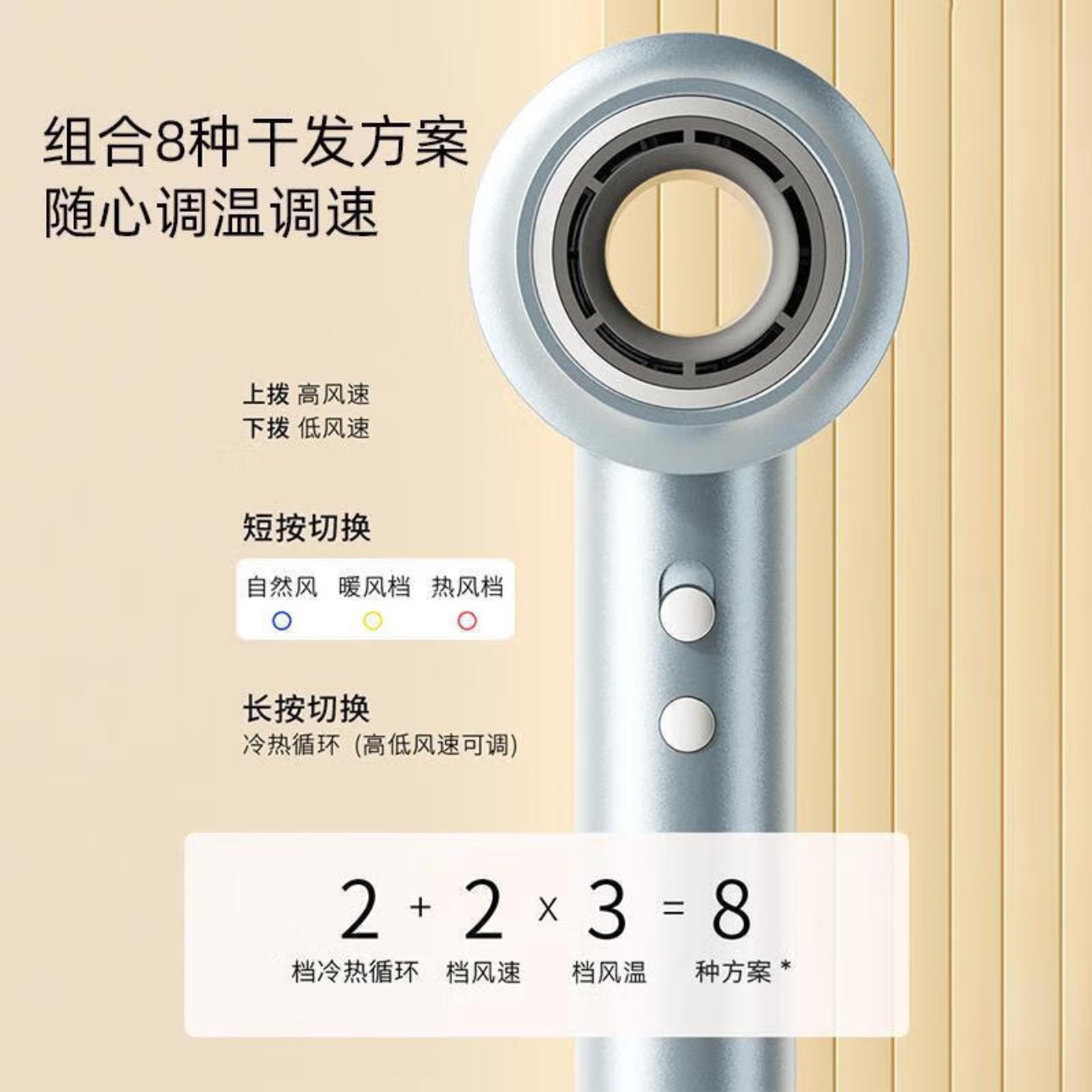 KEHEAL科西HC3高速吹风机家用负离子速干吹风筒大功率冷热风BY hc3-银月白高清大图