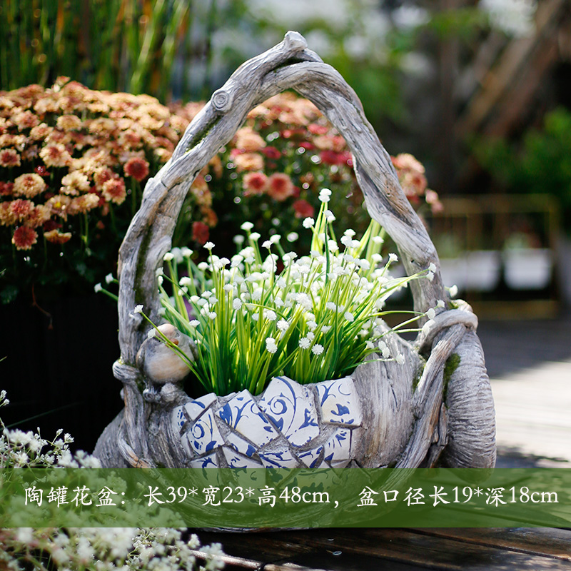 花盆室外庭院花园装饰创意个性欧式阳台布置多肉绿植粗陶罐瓷片鸟缸大图片 高清实拍大图 苏宁易购