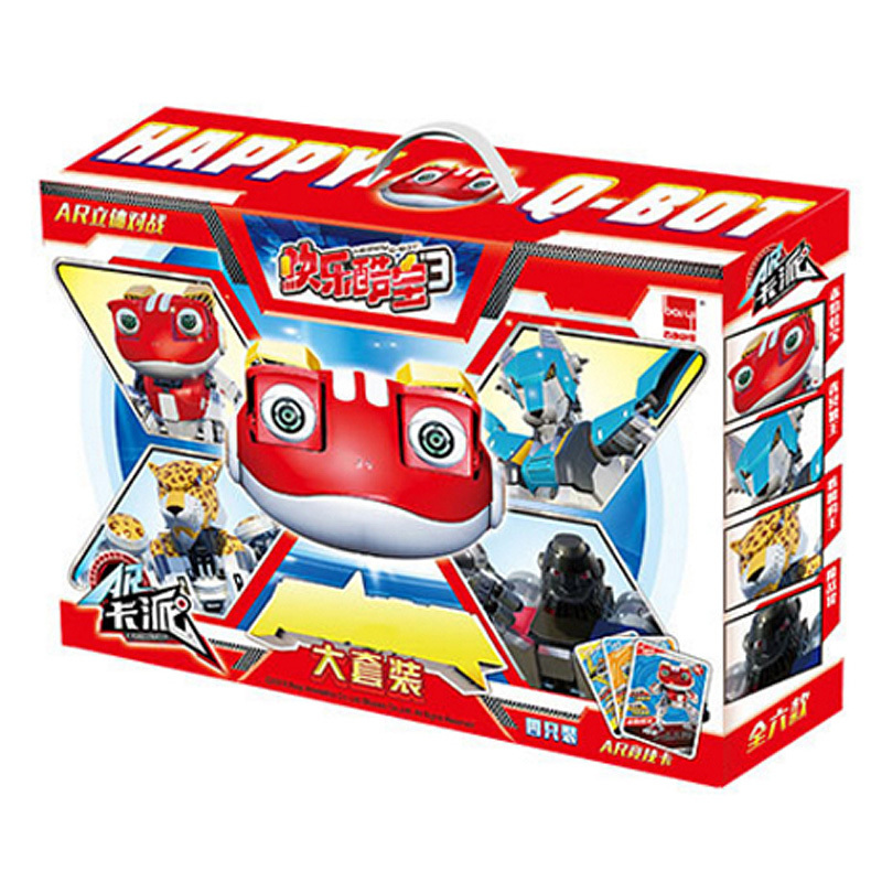 正版快乐酷宝3变形机器人狂暴熊青冥狼王魔战猩4只装卡派对战玩具 4寸