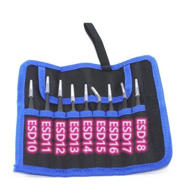 镊子9件套 高精密帆布镊子套装防静电接睫毛燕窝尖头弯头线路板IC圆头夹子组