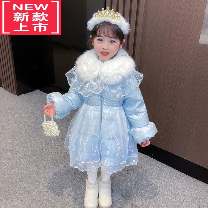 可莉允女童2022新款冬季羽绒服棉服加厚外套儿童爱莎公主裙女宝洋气礼服图片