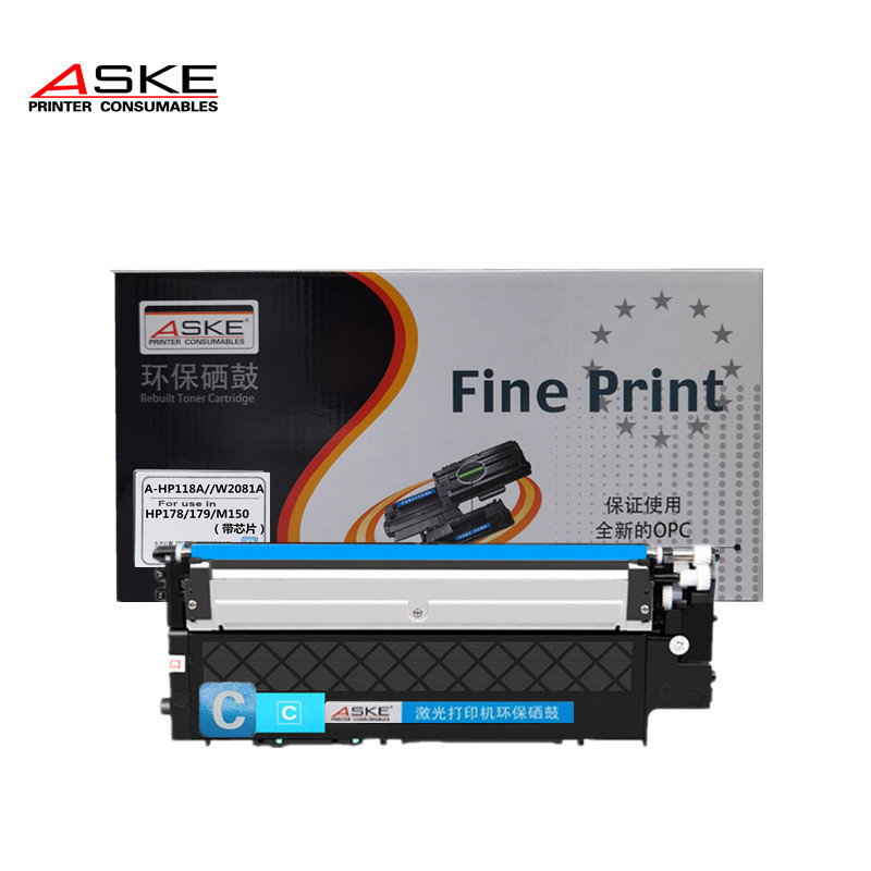 ASKE PRINTER CONSUMABLES激光打印机蓝色粉盒A-HP118A//W2081A(带芯片)高清大图
