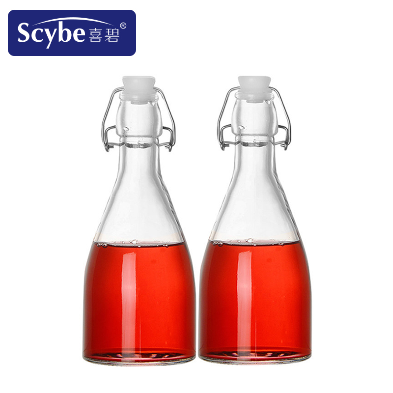 [Scybe]喜碧温顿玻璃瓶2只装酿酒瓶红酒瓶橄榄瓶泡酒带盖白酒瓶空瓶350ML高清大图
