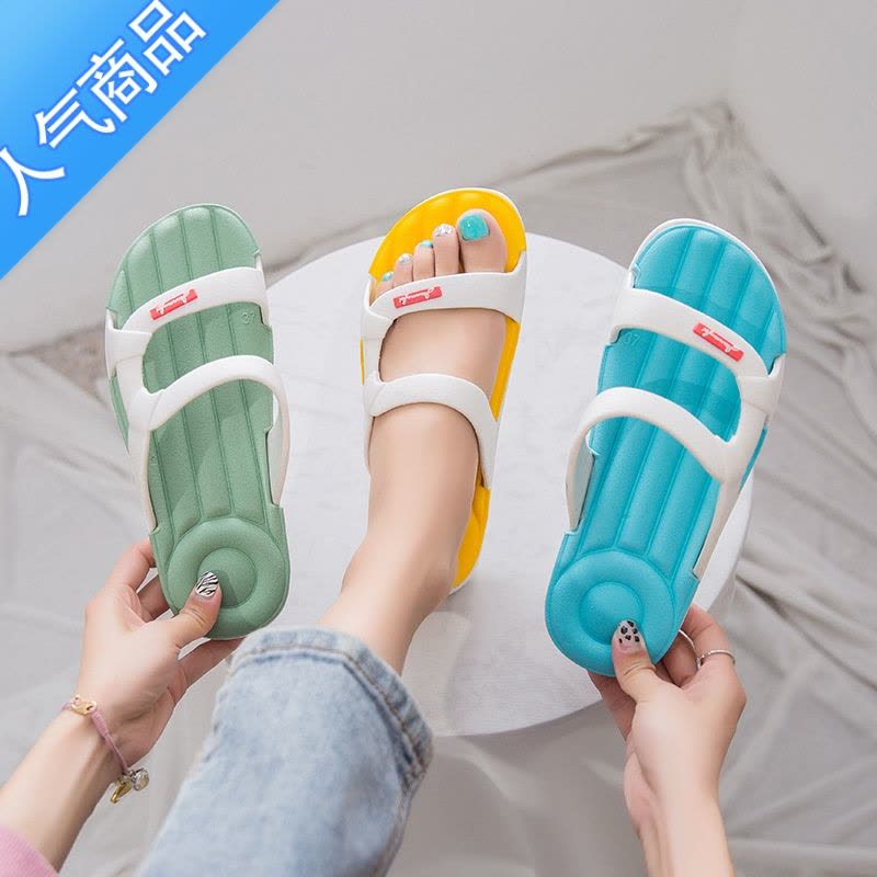 SUNTEK拖鞋女夏季外穿2023新款防滑网红女款沙滩鞋一字凉拖居家平底凉鞋图片