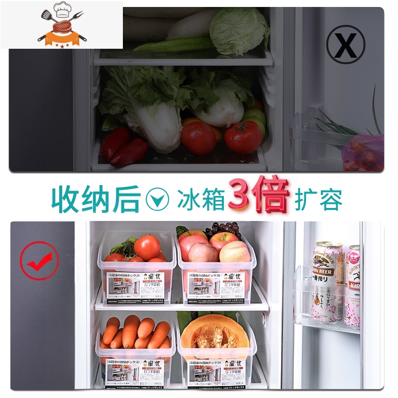 冰箱收纳盒透明分隔抽屉式冷冻保鲜鸡蛋储物厨房食品整理盒子 敬平 经典款1个装厨房收纳盒高清大图