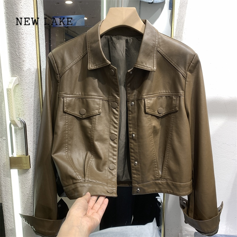 NEW LAKE欧货皮衣外套女小众短款夹克2024春新款pu皮机车服小个子上衣