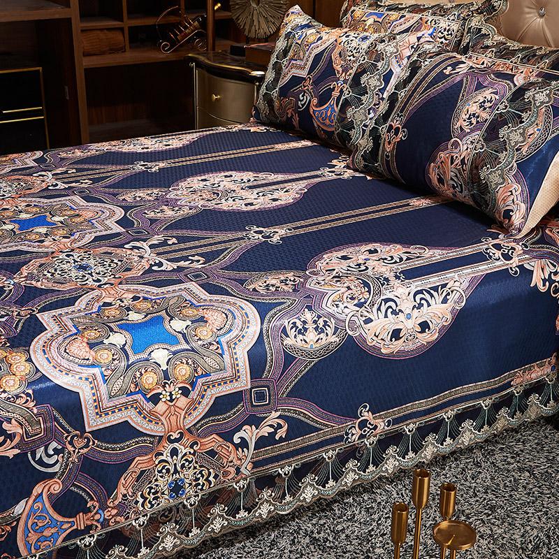 美帮汇冰丝凉席1.8m床双人家用可水洗空调软席子床单1.5折叠三件套夏季高清大图