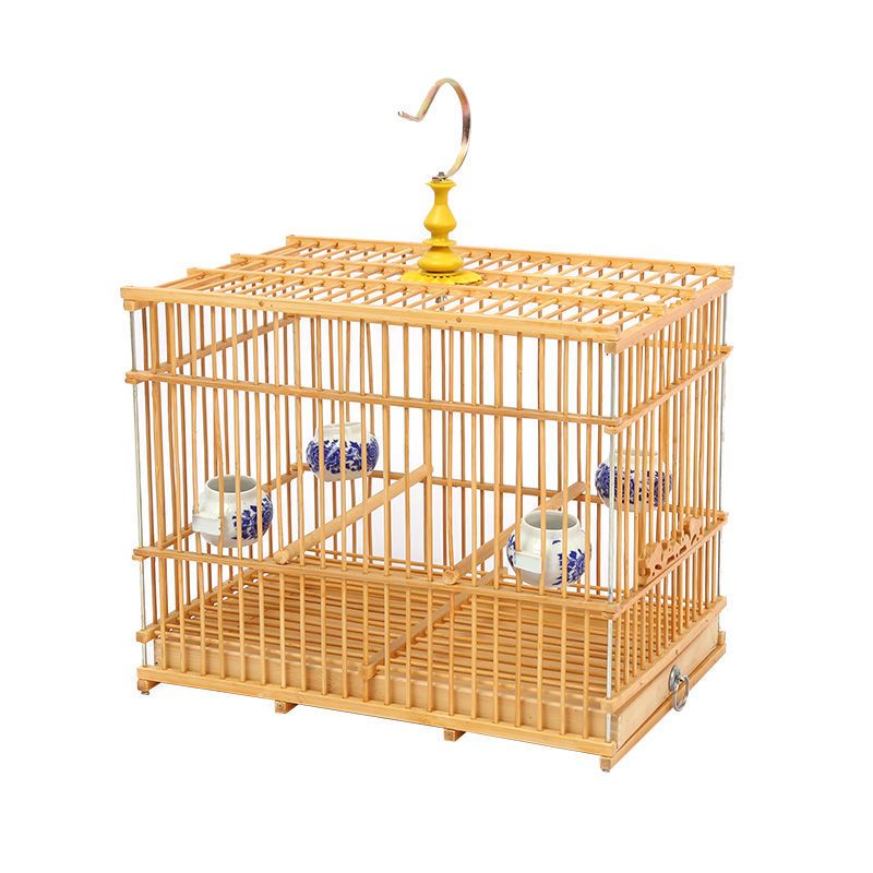 原色长方笼裸笼竹制靛颏竹子方笼鸟笼玉鸟相思鸟带配件鸟笼绣眼长笼方