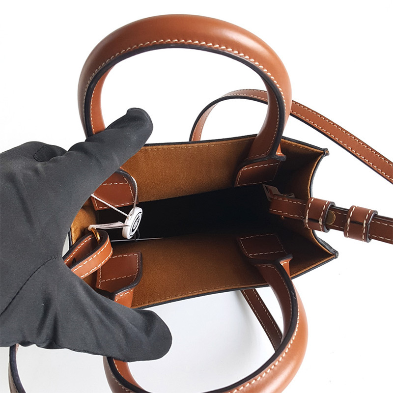 正品二手95新思琳celine女包棕色凯旋门老花minitotecabas迷你标志