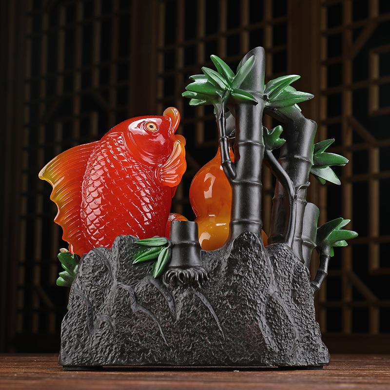 美帮汇财富节节高竹子摆件葫芦鱼壁柜装饰品服装店家居客厅茶几摆设高清大图