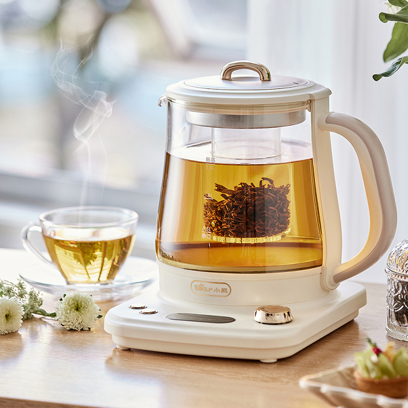 小熊(Bear) 养生壶 高端办公室煮茶壶 1.5升家用迷你煮水壶电茶壶花茶壶轻音壶 YSH-E15L7 配炖盅滤网
