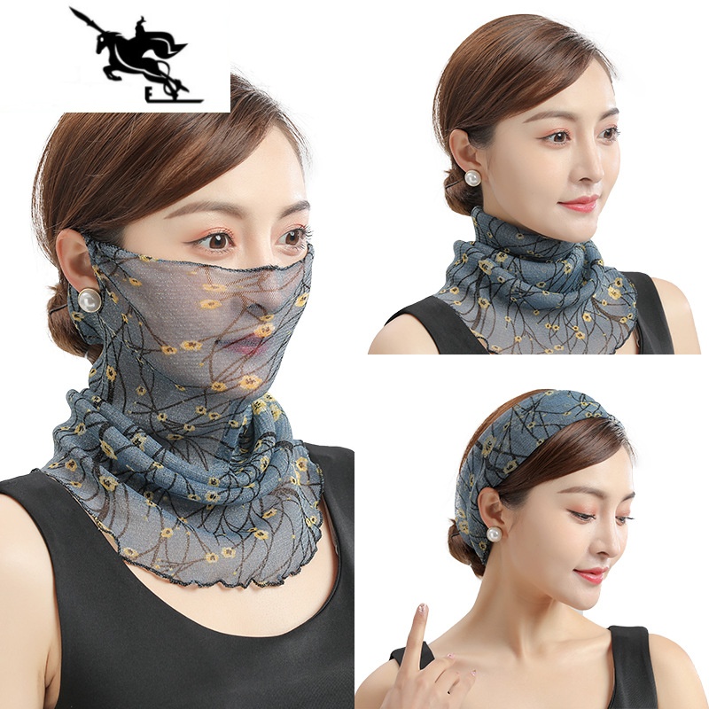 new lake防晒面纱冰丝面罩遮脸女围脖夏季脖套薄款面巾护颈遮阳丝巾