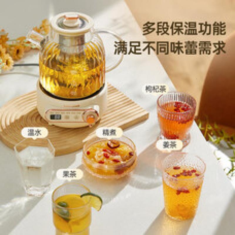 乐扣乐扣 全玻璃养生壶恒温壶煮茶器办公室恒温家用花茶壶烧水壶88屏电热水壶 升级款白色(带茶漏)1L高清大图