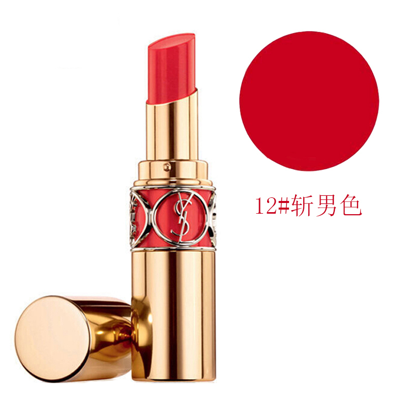 YSL圣罗兰 莹亮纯魅唇膏3.2g 圆管口红12# 桃红派对 心动斩男色
