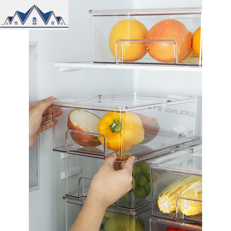 翻盖冰箱收纳盒 抽屉式可叠加冷藏冷冻储物食品保鲜盒 果蔬整理神 三维工匠高清大图