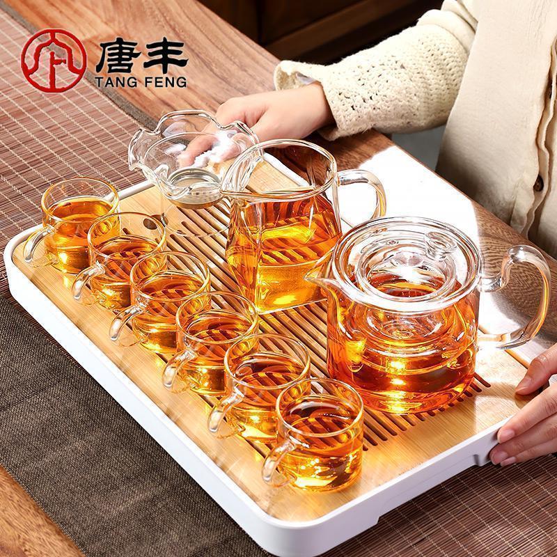 家柏饰(CORATED)玻璃茶具套装可升降过滤茶壶家用竹制干泡盘办公茶台日式z高清大图