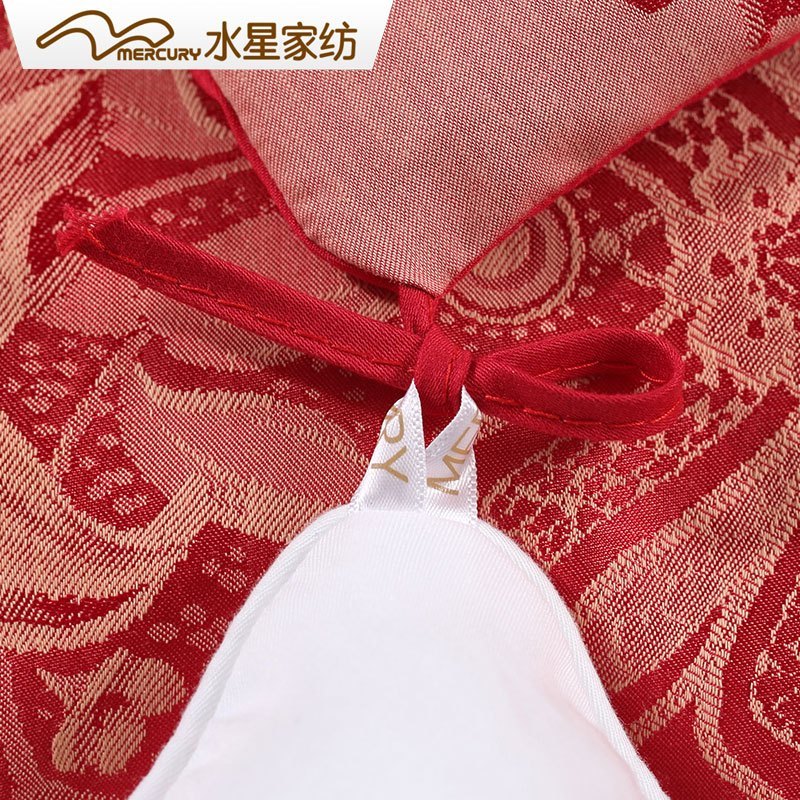 水星(MERCURY) 家纺 床品套件大提花婚庆四件套 并蒂良缘 红色1.8床其他 220*240cm