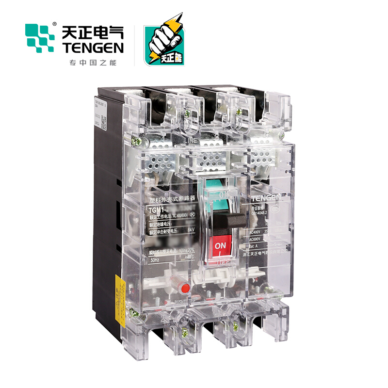天正电气 TGM1-250 50KA 热磁式 250A 3P 手动 固定式400VAC 01040079920塑壳断路器