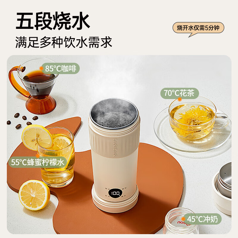 乐扣乐扣 电热奶泡杯便携式电热水杯电热水壶电水壶 EJC3415WHT高清大图