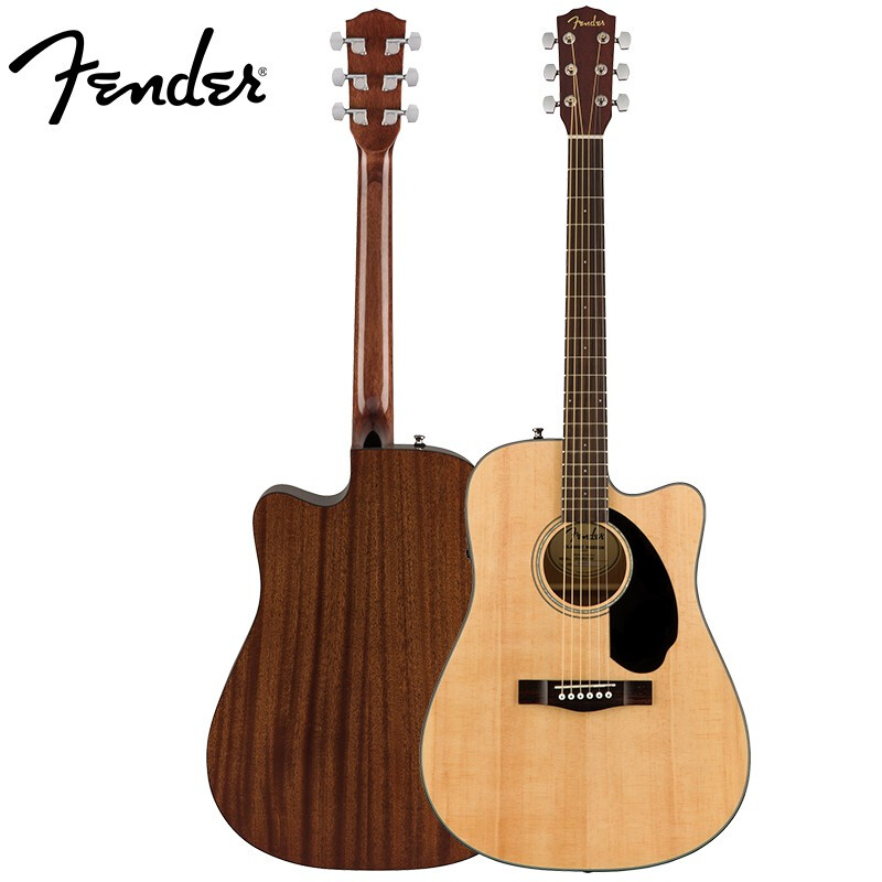 芬达自营 Fender CD-60SCE系列 原声 云杉木单板民谣木吉他 民谣缺角电箱木吉他41英寸 NAT原木色高清大图