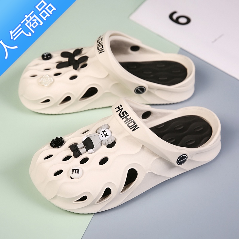 SUNTEK洞洞鞋女凉鞋新款医护室护士拖鞋包头凉拖防滑软底男士沙滩鞋高清大图