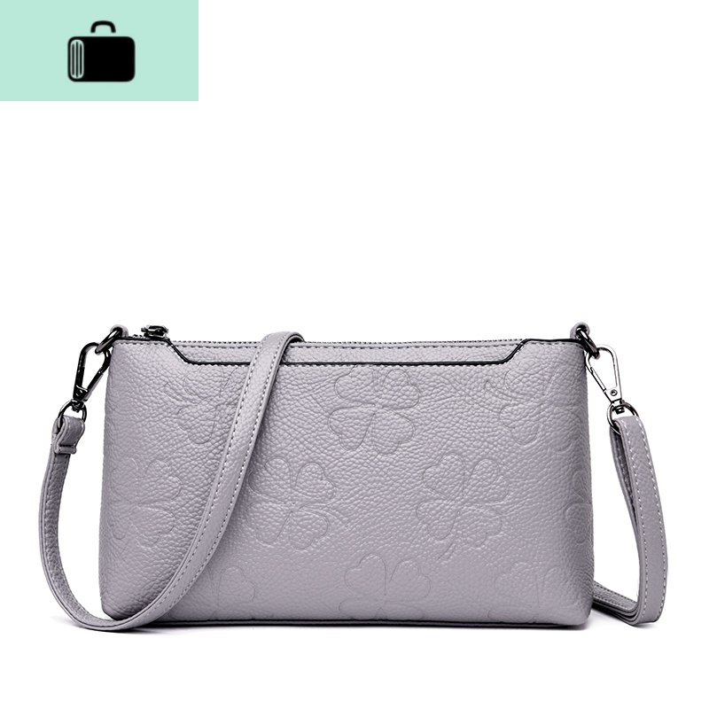 中年妈妈包包女2020新款时尚老年妇女婆婆买菜零钱小包单肩斜挎包NEW LAKE女士钱包/卡包 浅灰色