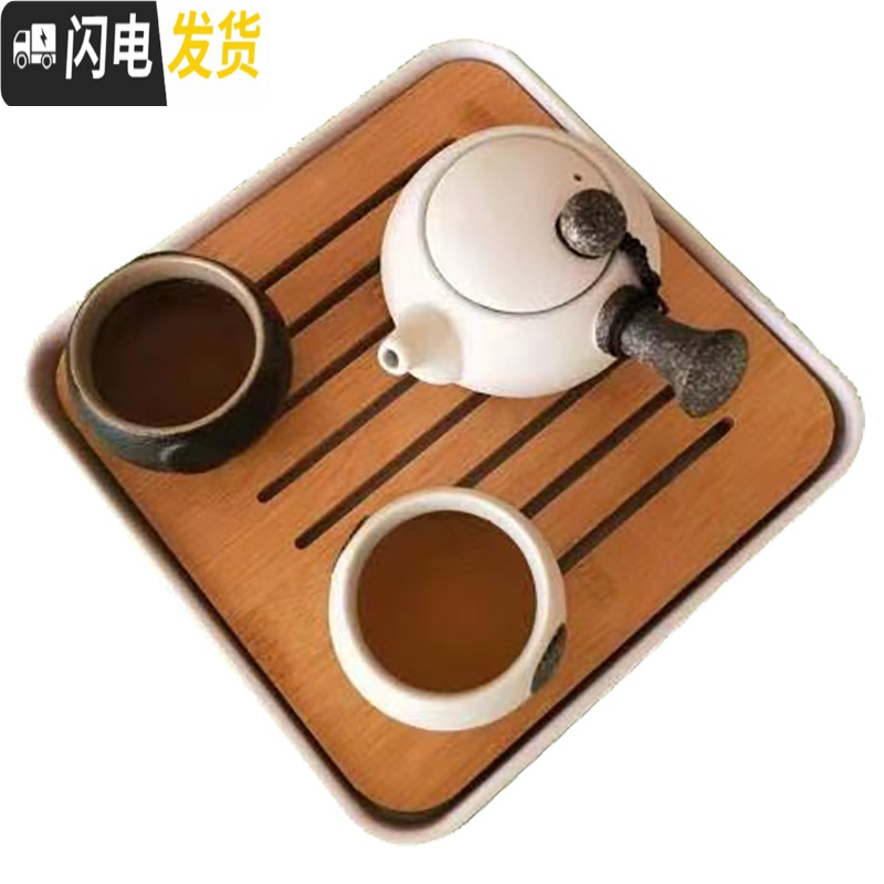 三维工匠小茶具套装家用简约现代阳台庭院功夫茶具日式酒店客房干泡小茶台 雪花侧把壶一壶4杯+茶盘白