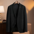 纯羊毛西装男式韩版修身版100%羊毛西服秋冬加棉加厚潮流羊毛外套 170/M（100-120斤） 黑色