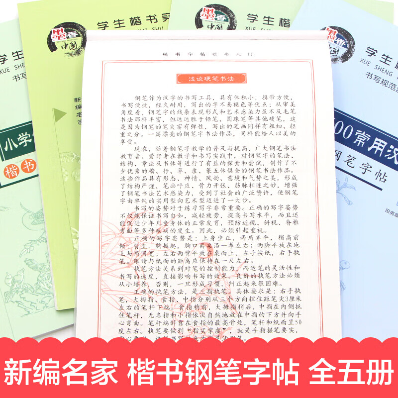 田英章楷书字帖 全套5册 行书行楷入门教程书法 硬笔楷书技法 每天30分钟钢笔 小学生常用汉字高清大图