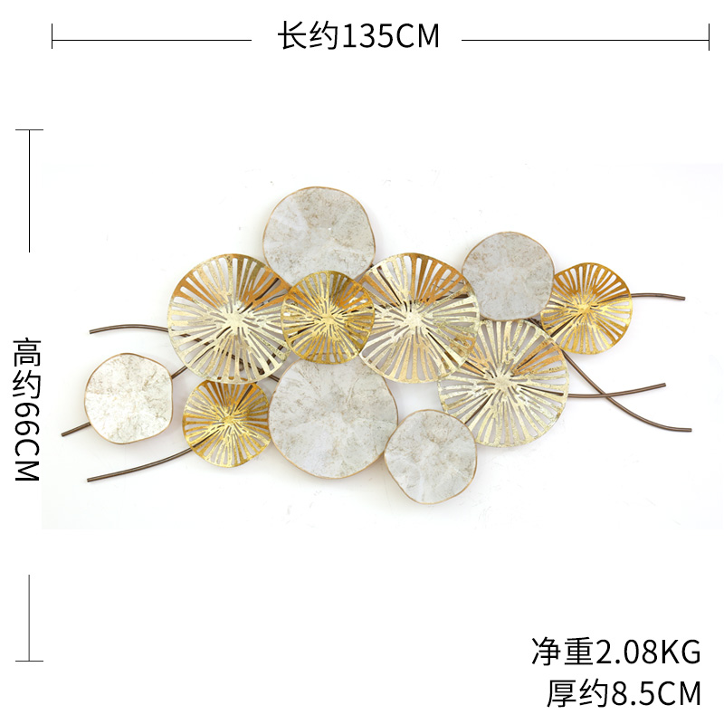 轻奢创意玄关金色铁艺壁挂墙饰新中式客厅沙发背景墙面装饰挂饰 三维工匠 《诗安》C白金壁饰高清大图