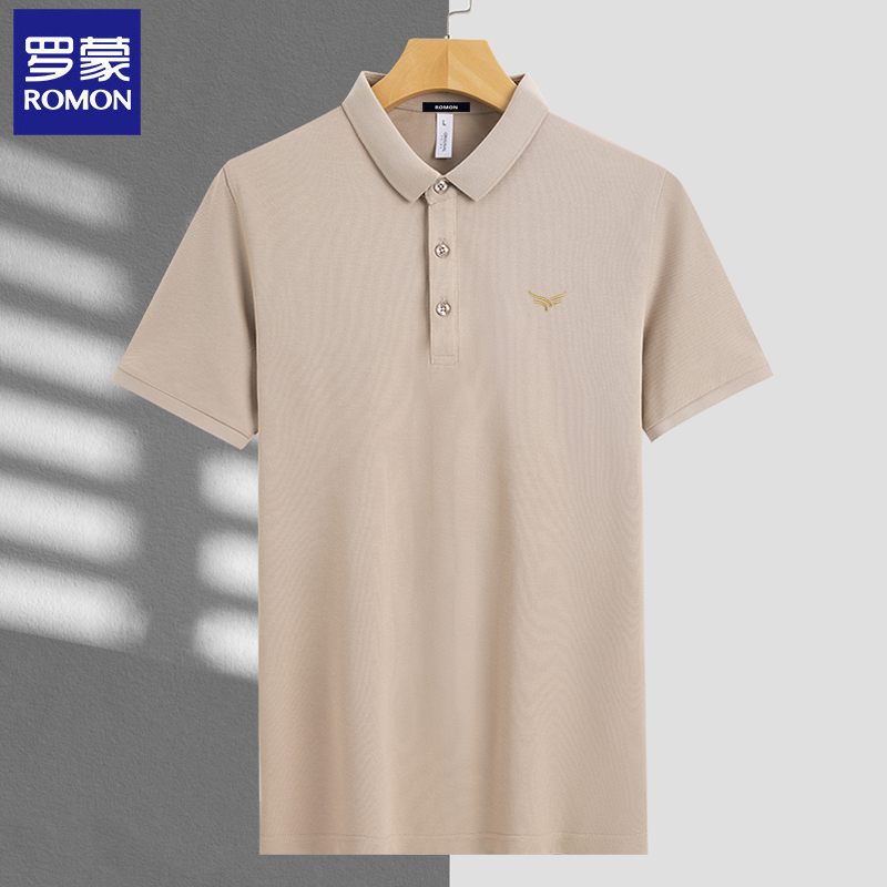 Romon/罗蒙男士商务休闲短袖刺绣POLO衫夏季时尚翻领T恤短袖男装