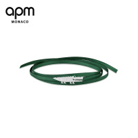 APM Monaco[蔡依林、张靓颖明星同款]女士 银镶晶钻小鳄鱼绿色缎带 项圈手链两用 AC3910GKGX