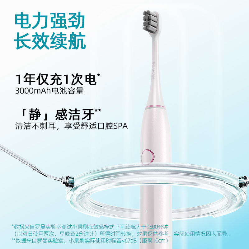 罗曼(ROAMAN) 电动牙刷成人T10X-B 小果刷白桃高清大图