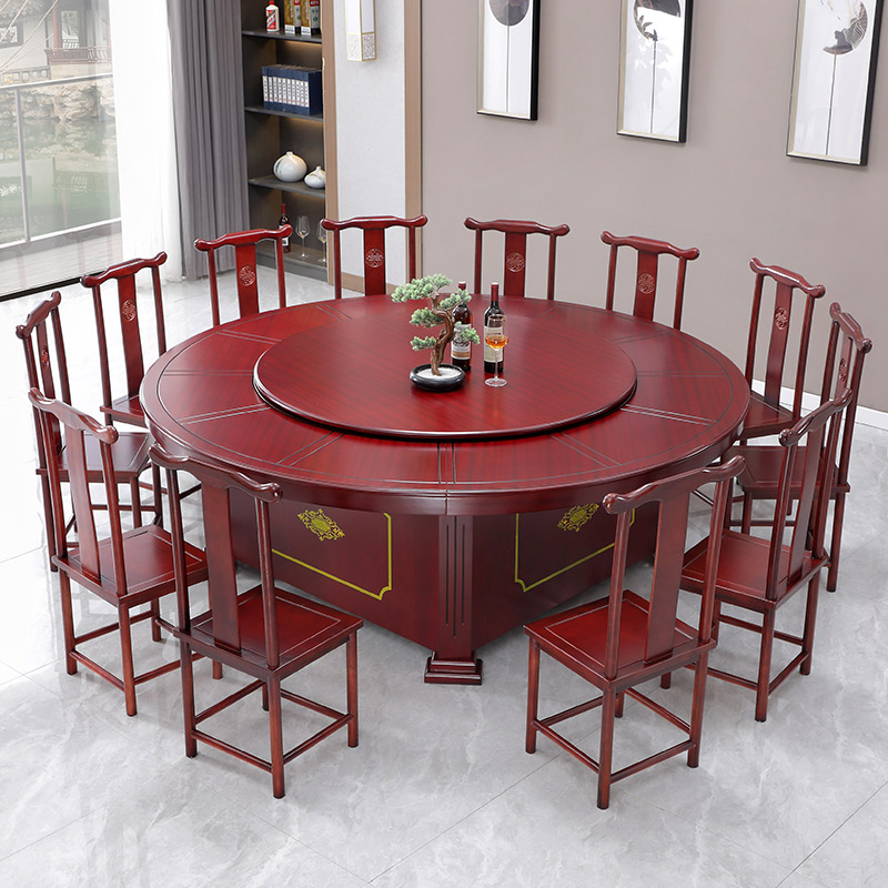 鑫金虎 新中式酒店餐桌大圆桌餐桌带转盘餐桌不含椅2.4m高清大图
