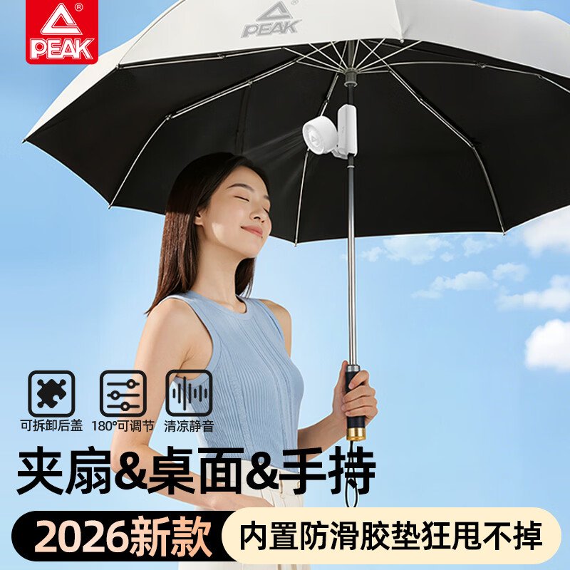 匹克(PEAK)三合一升级 小风扇伞夹手持风扇小风炮便携式桌面折叠充电迷你超长续航制冷电风扇 YE61203高清大图
