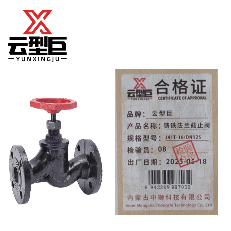 云型巨 铸铁法兰截止阀 J41T-16/DN125 个高清大图