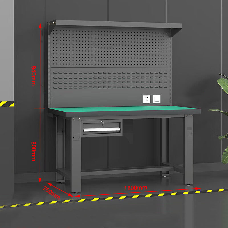 鑫金虎 防静电工作台车间流水线操作台工厂维修检验桌重型钳工台 吊一抽+双挂板1.8m高清大图