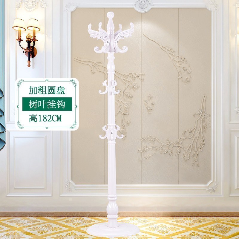 汐岩衣架落地卧室家用挂衣服架子立式大衣架简易单杆式宿舍实木衣帽架 加粗圆盘-白象-808大