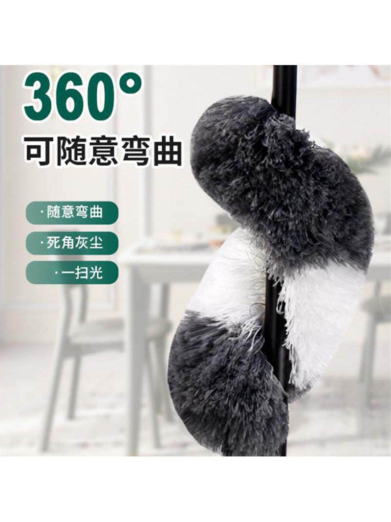 鸡毛禅子毯子除尘家用扫灰可伸缩2.4米自由伸缩灰白+1个灰白掸子头高清大图