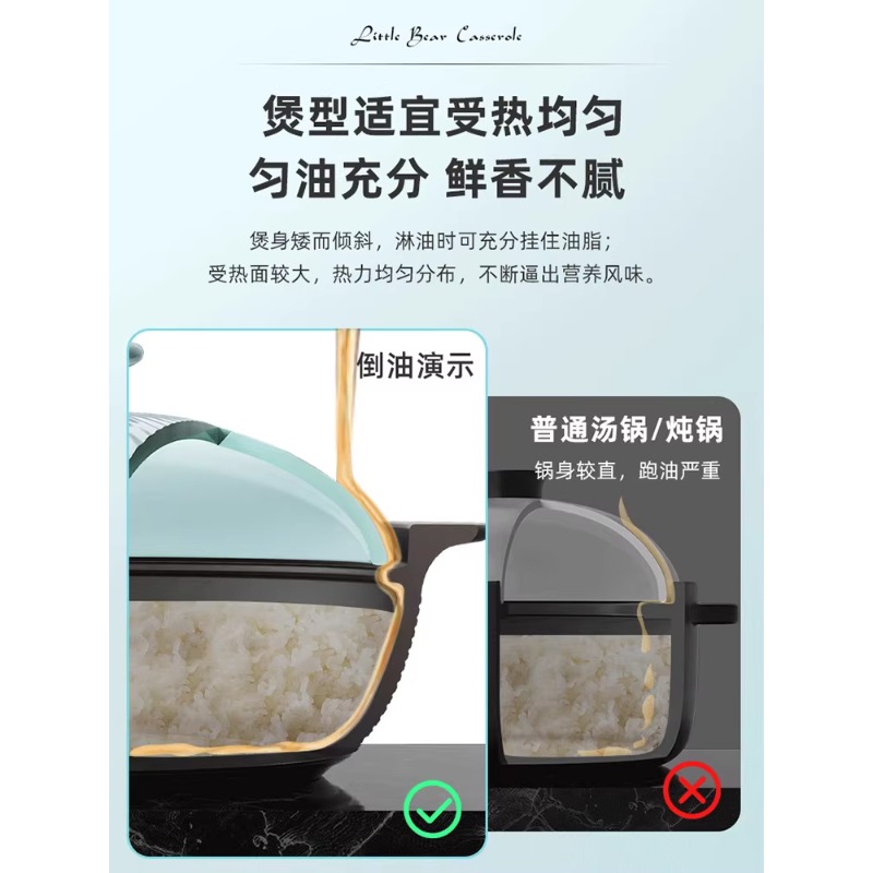 小熊砂锅 煲仔饭炖锅家用燃气灶陶瓷锅耐高温[2.5L] CP-G0054-S02高清大图