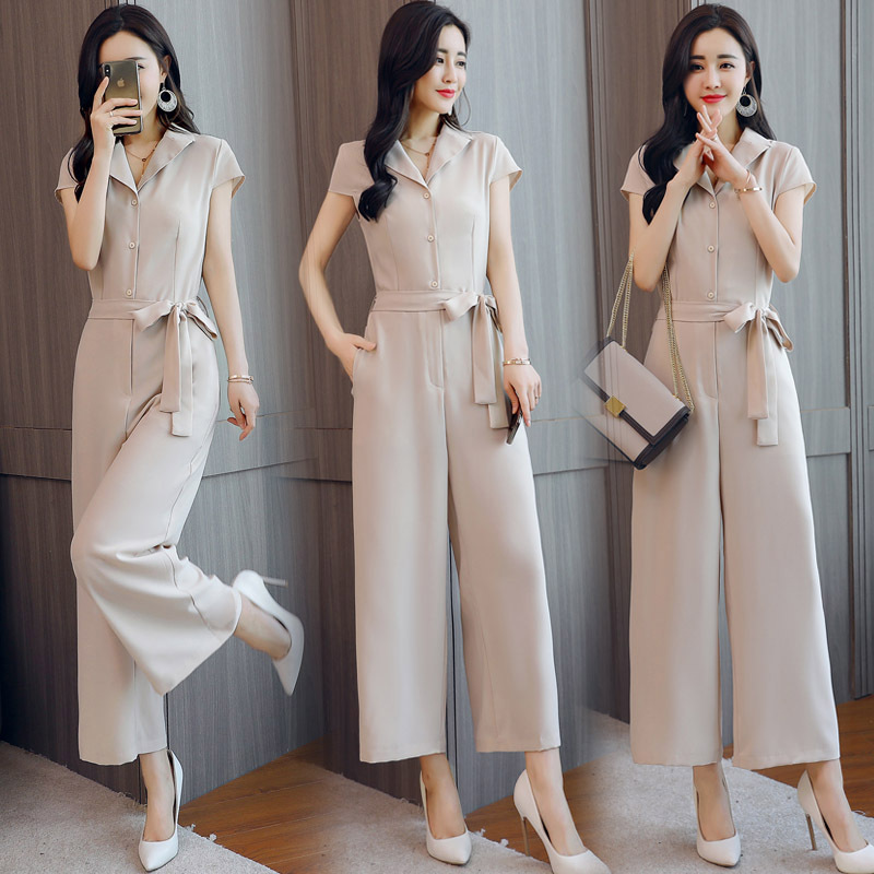 连体裤女夏女士秋装新品韩版高腰修身显瘦时髦套装阔腿裤连衣裤潮