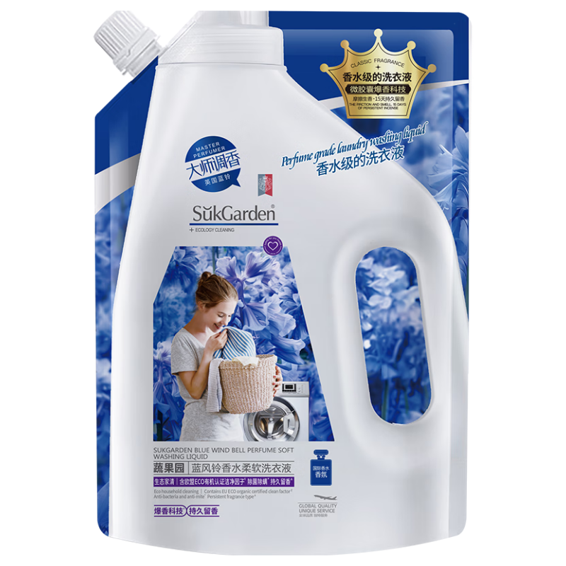 SukGarden蔬果园蓝风铃香水柔软洗衣液(袋装)1kg高清大图