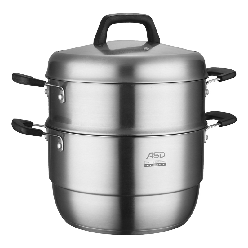 爱仕达(ASD)双层不串味蒸锅蒸馒头304食品级不锈钢汤锅多用锅32cm复底 ZS32G3J