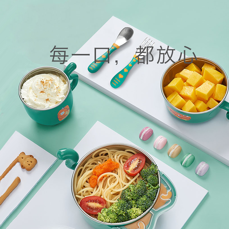 babcyare 宝宝餐具礼盒儿童学习筷硅胶饭兜婴儿辅食注水保温碗 佩里斯海洋 2526