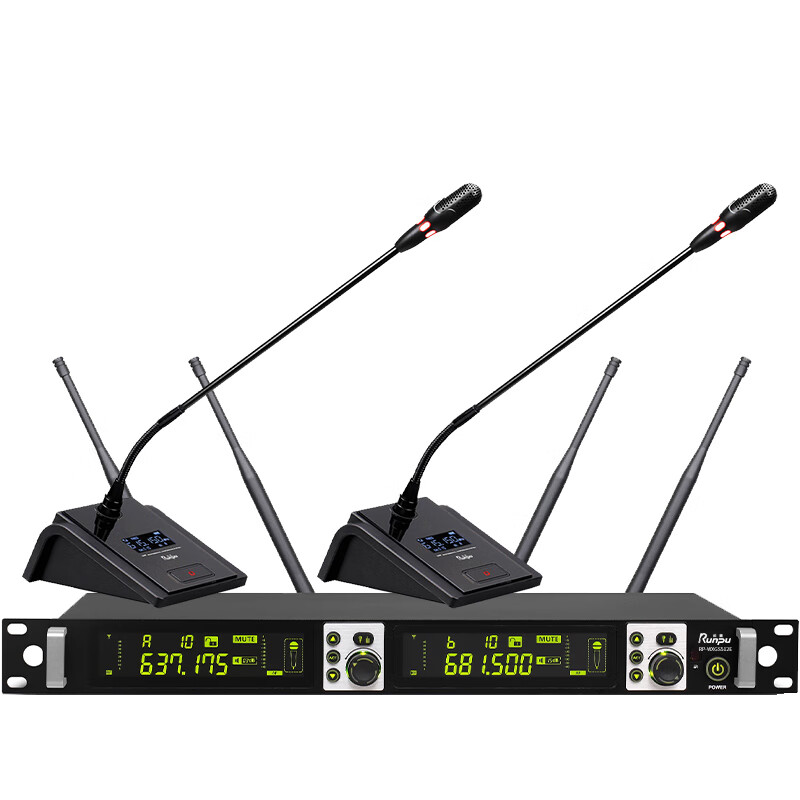 润普专业会议话筒 真分集 无线一拖二鹅颈式麦克风RP-WXGS512E高清大图