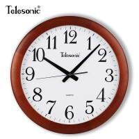 天王星(Telesonic)实木客厅挂钟 书房石英钟 餐厅会议室钟表 复古大气中国风时钟 16英寸