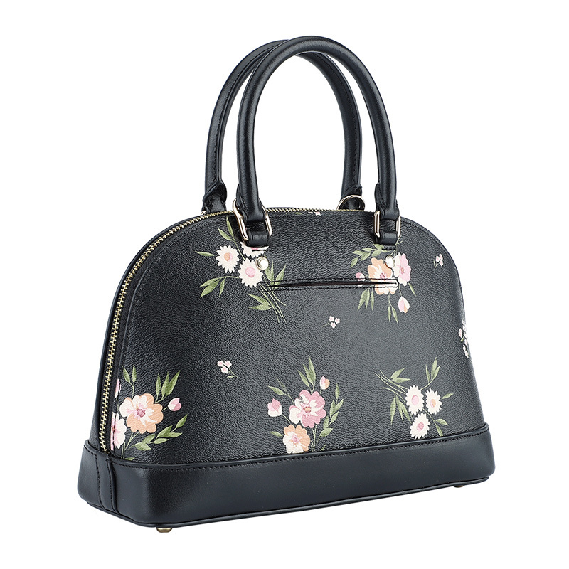 COACH 蔻驰 奢侈品 女士黑色印花皮革手提单肩斜挎贝壳包