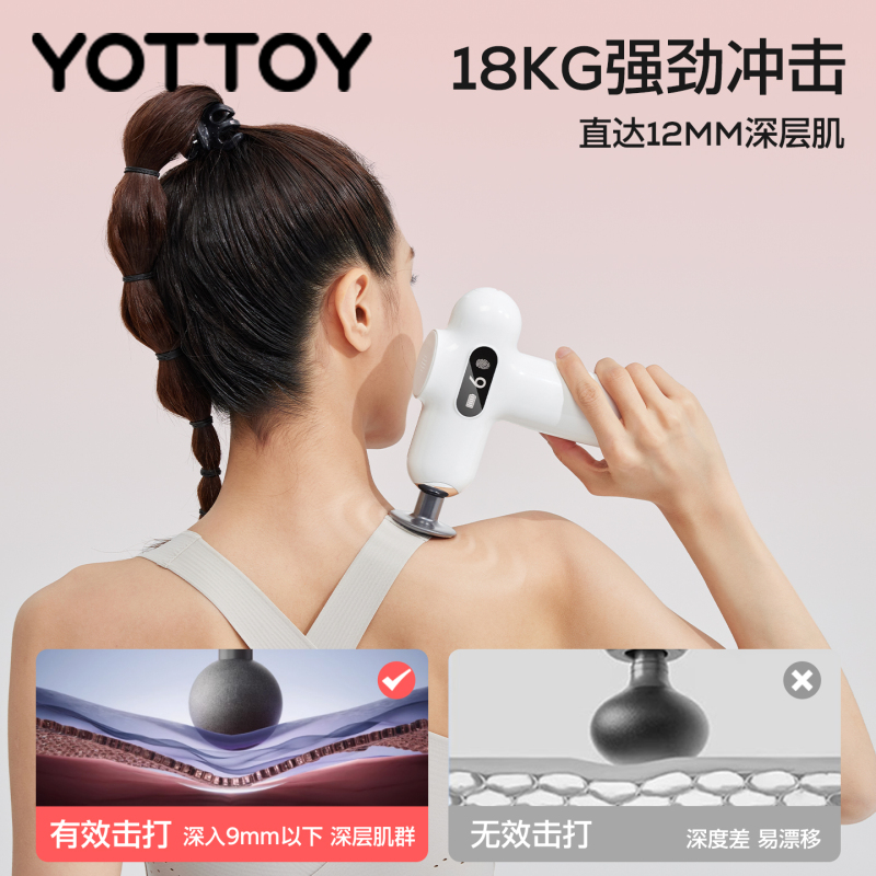 yottoy专业级筋膜枪女生用的枪震动按摩枪多功能解压改装肌肉放松器