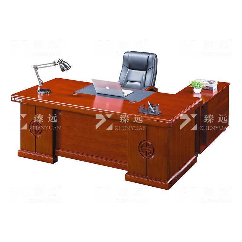 臻远ZY051118油漆家具老板桌大班台办公桌主管经理桌含副柜 2米
